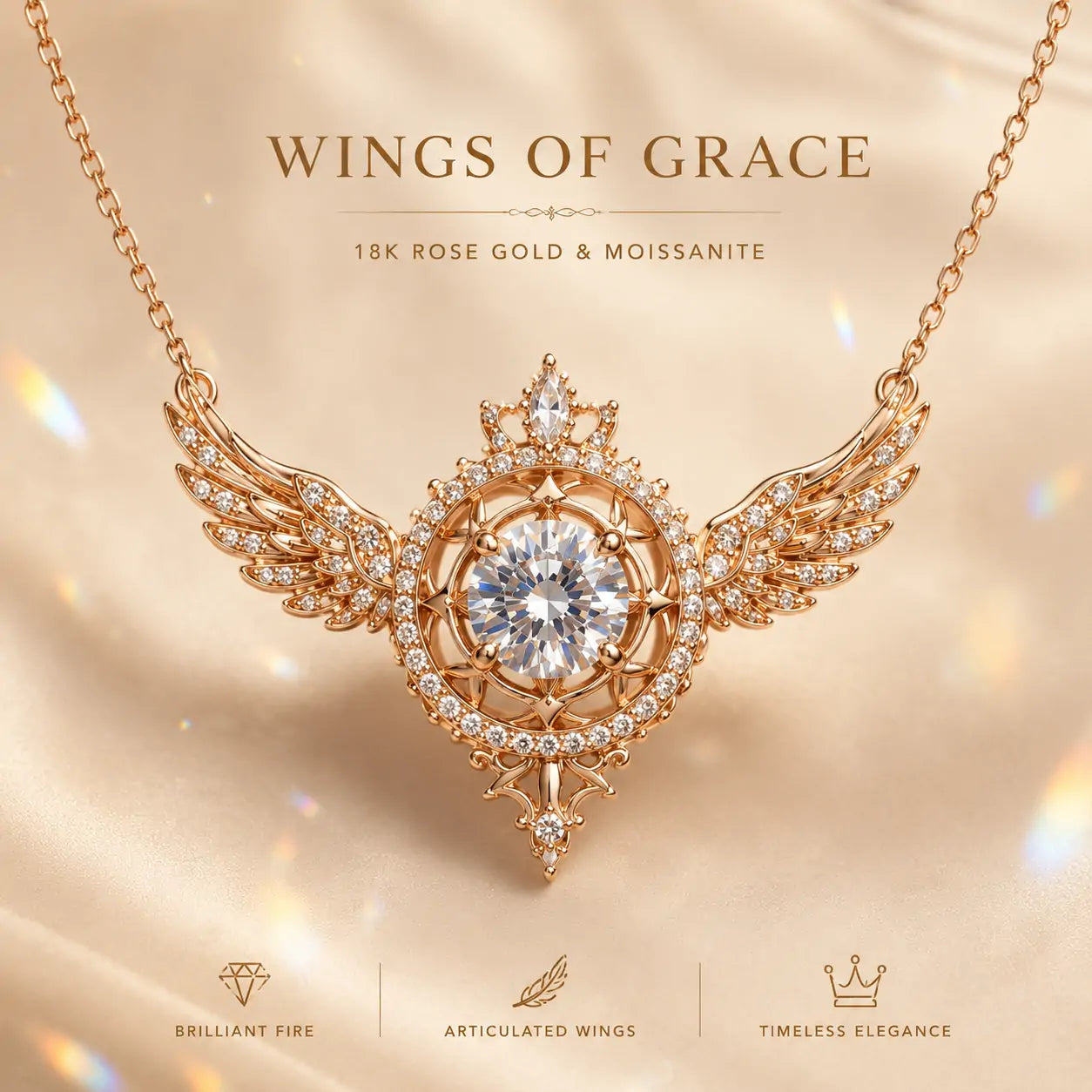 Moving Angel Wing Necklace