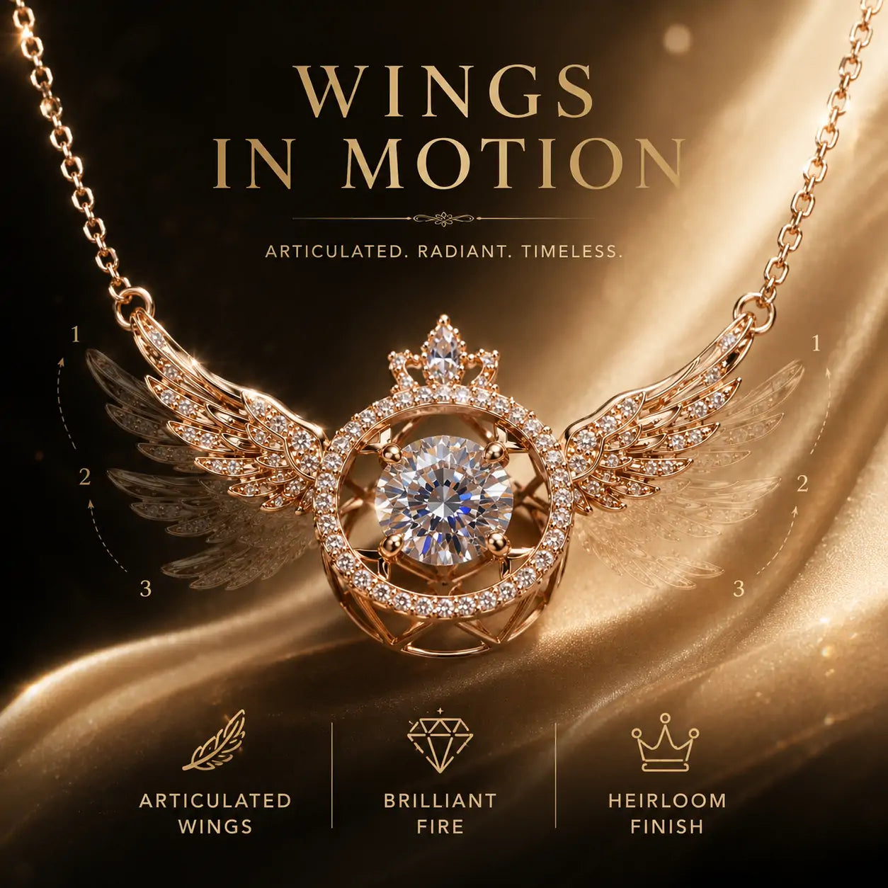 Moving Angel Wing Necklace
