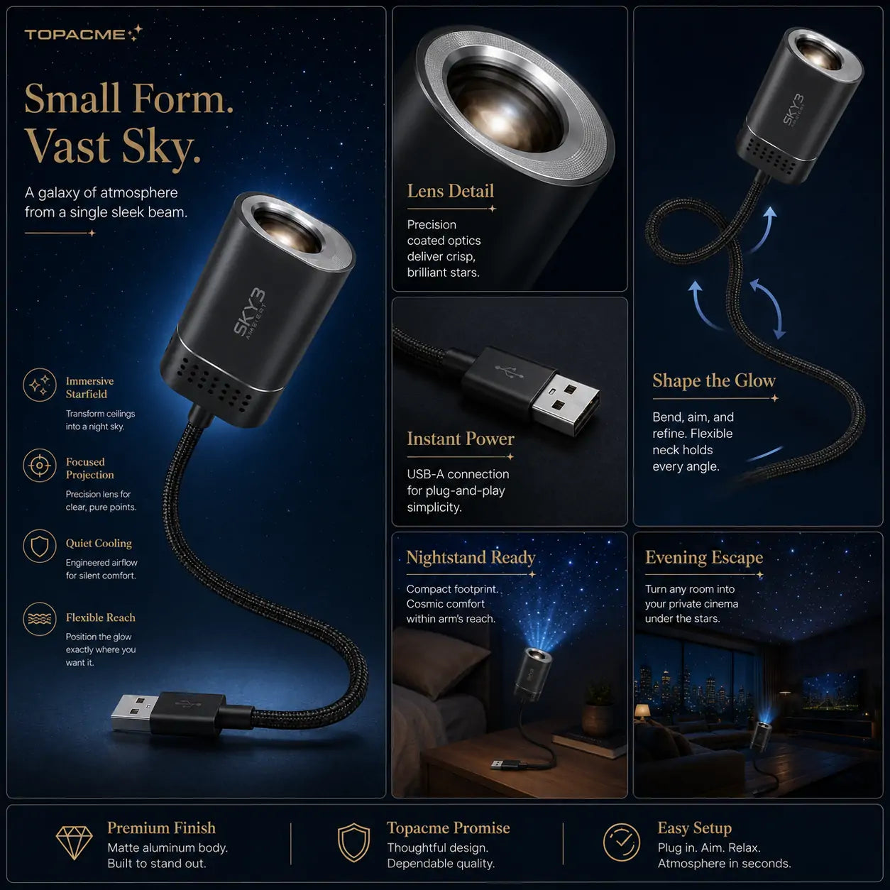 Topacme Nocturne USB Star Projector