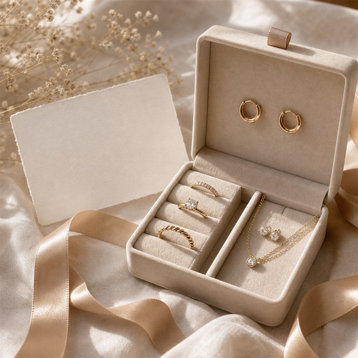 Jewelry gift box with rings and earrings